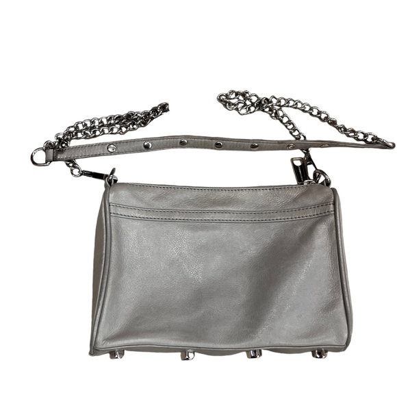 Rebecca Minkoff Gray Leather Mini Mac Crossbody Bag Silver Chain - Picture 14 of 16
